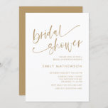 Elegant White &amp; Gold Calligraphy Bridal Shower Invitation