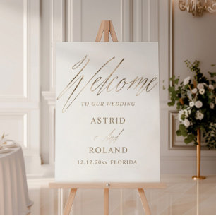 Elegant White & Gold Calligraphy Wedding Foam Board