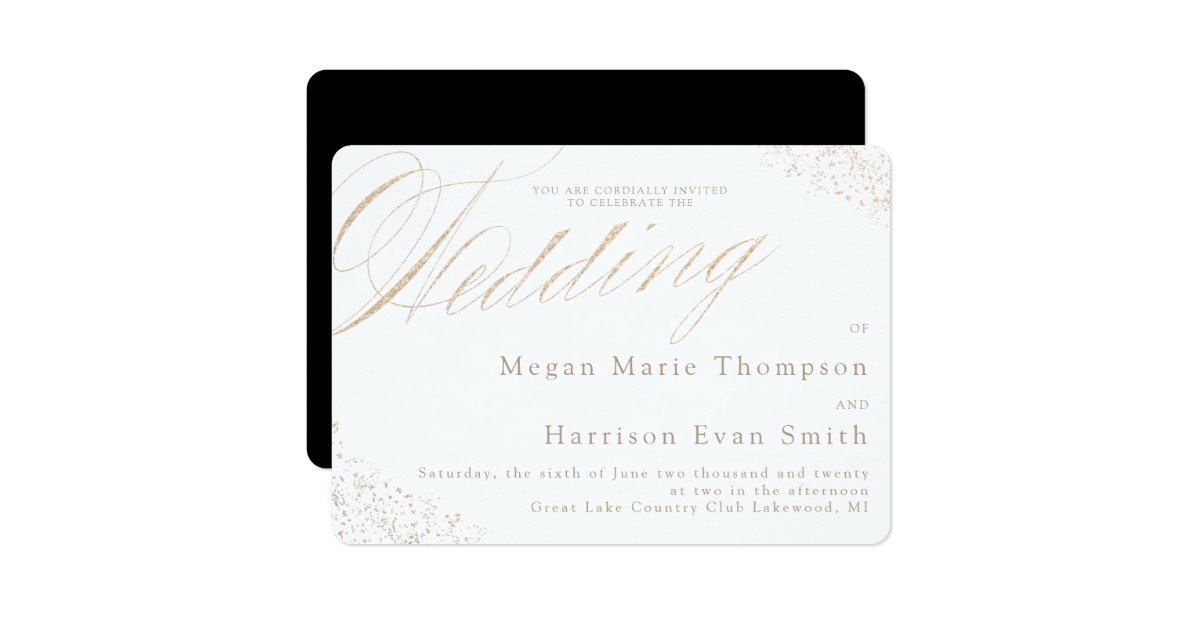 Elegant White Gold Calligraphy Wedding Invitation | Zazzle.com