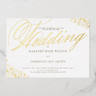 Elegant White Gold Calligraphy Wedding Invitation Foil Invitation