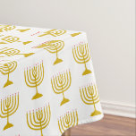 Elegant White Gold | Chanukah Hanukkiyah | MENORAH Tablecloth<br><div class="desc">Elegant white MENORAH Tablecloth,  showing with faux gold menorah in a tiled pattern. This is a minimalist,  simple,  elegant design,  especially suitable for your Hanukkah celebrations.  Available in other colors,  or you can change the color by clicking on Customize Further and choosing from the color palette.</div>
