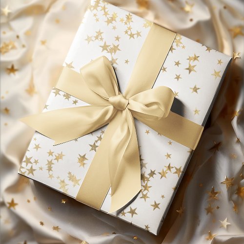 Elegant White  Gold Christmas Holiday Wrapping Paper Sheets