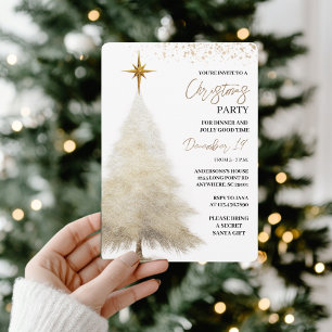 Elegant White & Gold Christmas Party Invitation