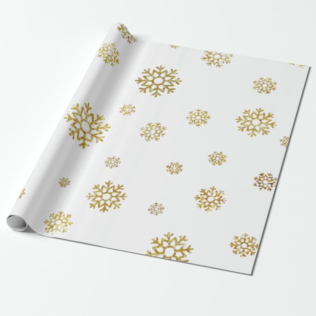 Elegant White, Gold Christmas Wrapping  Wrapping Paper (Unrolled)