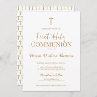 Elegant White Gold Cross Boy First holy communion