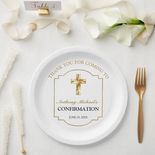Elegant White Gold Cross Boys Confirmation 