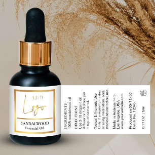 Elegant White & Gold Essential Oil Dropper Bottle Label