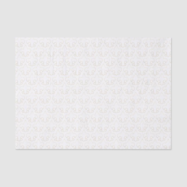 Elegant White & Gold Fleur De Lis Tissue Paper (Front)