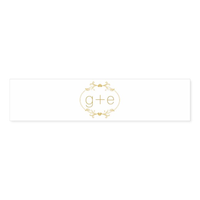 Elegant white, gold floral frame monogram wedding napkin bands (Unfolded)