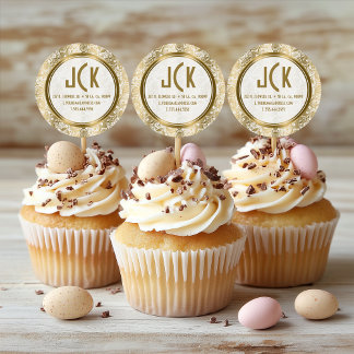 Elegant White & Gold Floral Lace Damasks Pattern Classic Round Sticker