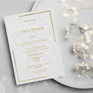 Elegant white gold floral lace Linens Shower Invitation