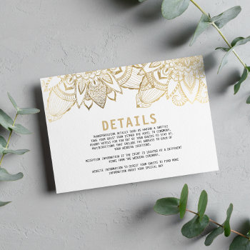 Elegant White Gold Floral Mandala Enclosure Card by kicksdesign at Zazzle