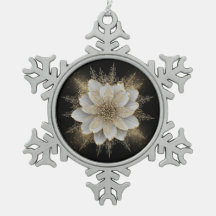 Elegant White & Gold Floral Ornament