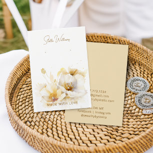 Elegant White Gold Flower Earring Display Card