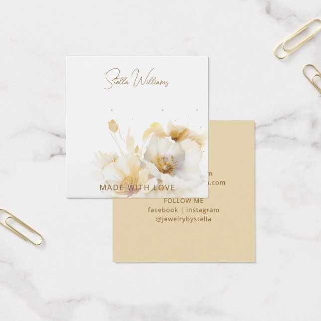 Elegant White Gold Flower Earring Display Card (Office)