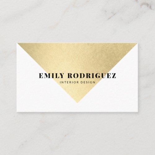 Elegant white gold foil color block minimalist business card