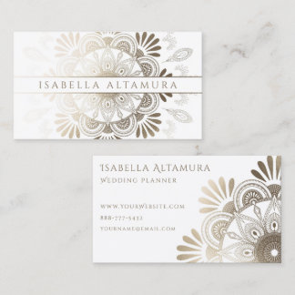 Elegant White & Gold Foil Mandala Business Cards