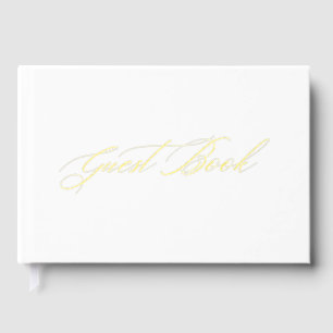 Elegant White & Gold Foil Wedding Guest Book