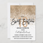 Elegant White Gold Glitter Confetti Ombre Sweet 16 Invitation (Front)
