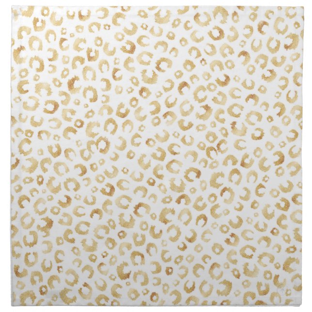 Elegant White Gold Glitter Leopard Animal Print Cloth Napkin (Front)
