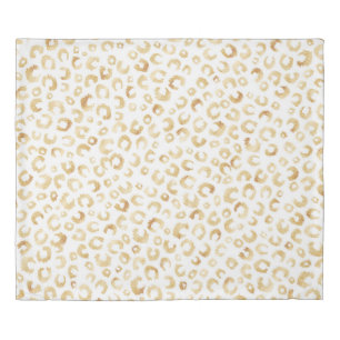 Elegant White Gold Glitter Leopard Animal Print Duvet Cover