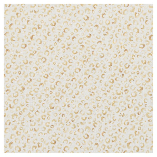 Elegant White Gold Glitter Leopard Animal Print Fabric (Close Up)