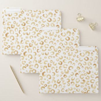 Elegant White Gold Glitter Leopard Animal Print File Folder by InovArtS at Zazzle
