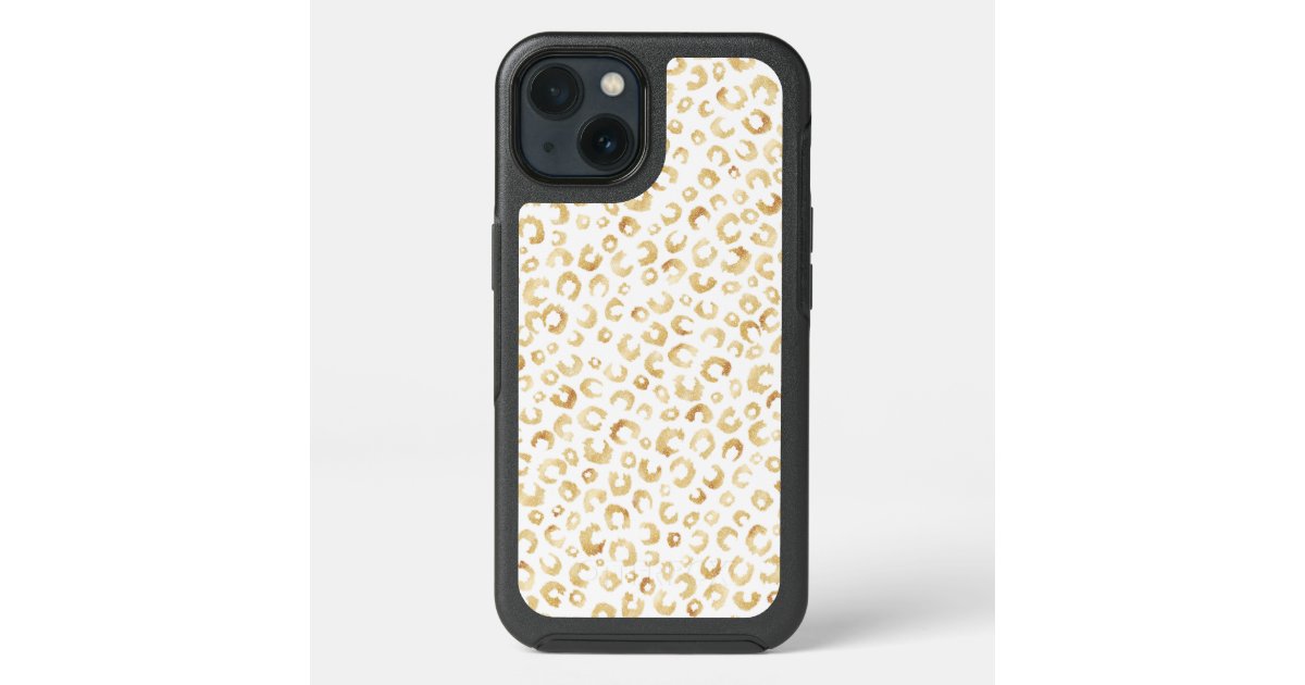 Elegant White Gold Glitter Leopard Animal Print Otterbox iPhone