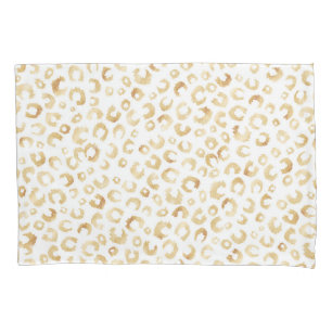 Elegant White Gold Glitter Leopard Animal Print Pillow Case
