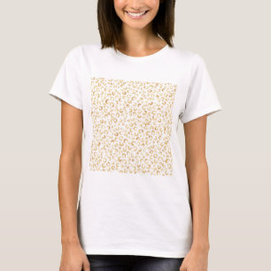 Elegant White Gold Glitter Leopard Animal Print T-Shirt