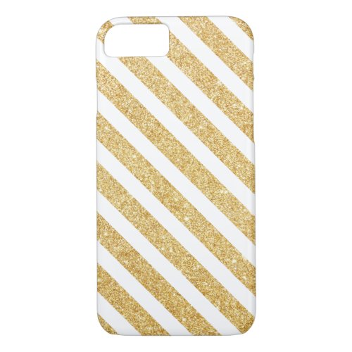Elegant White Gold Glitter Stripes iPhone 7 case