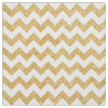 Elegant White Gold Glitter Zigzag Chevron Pattern Fabric