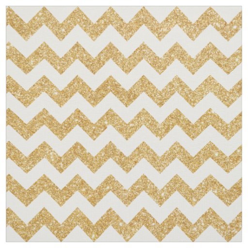 Elegant White Gold Glitter Zigzag Chevron Pattern Fabric