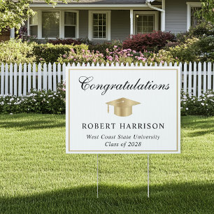 Elegant White Gold Graduation Congratulations Sign