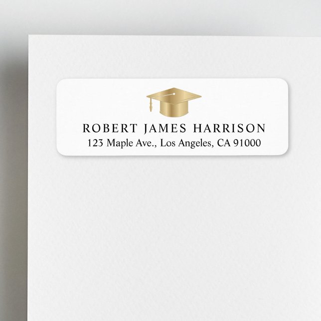 Elegant White Gold Graduation Return Address Label (Creator Uploaded)