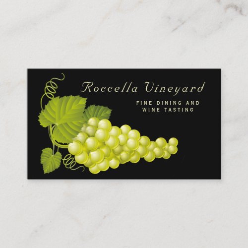 Elegant White Gold Grapes Winery Business Card