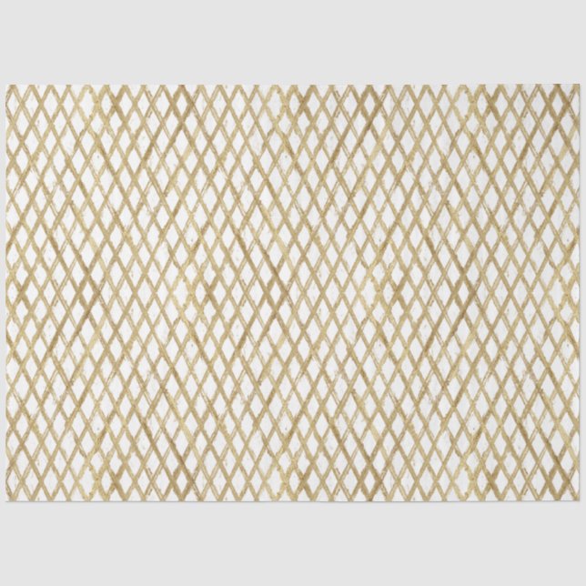 Elegant White Gold Grunge Diagonal Stripes Luxury Tissue Paper (Front)
