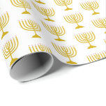 Elegant White Gold | Hanukkah | MENORAH Wrapping Paper<br><div class="desc">Elegant white MENORAH Wrapping Paper,  showing with faux gold menorah in a tiled pattern. This is a minimalist,  simple,  elegant design,  especially suitable for Hanukkah giftwrap or crafts.</div>