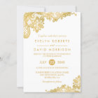 Elegant White Gold Lace Pattern Formal Wedding