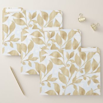 Elegant White Gold Leaves Greenery Botanical File Folder by InovArtS at Zazzle