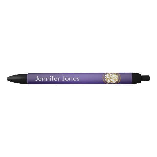 Elegant White & Gold Lotus flower Pen (Front)