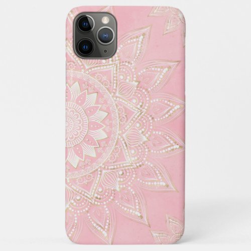 Elegant White  Gold Mandala Blush Pink Design iPhone 11 Pro Max Case