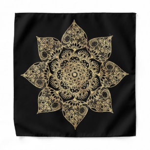 Elegant White Gold Mandala Floral Bandana