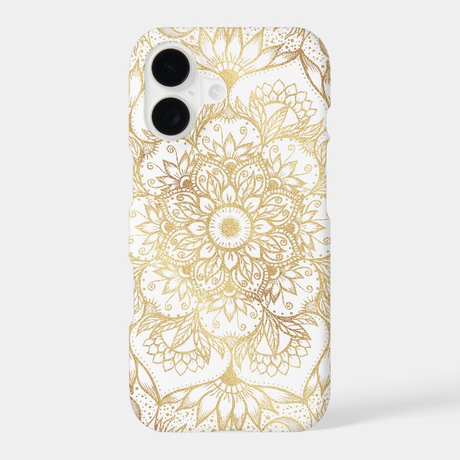 Elegant White Gold Mandala Floral  Case-Mate iPhone Case (Back)