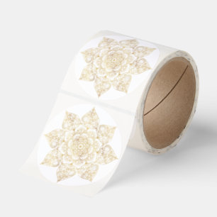 Elegant White Gold Mandala Floral  Classic Round Sticker