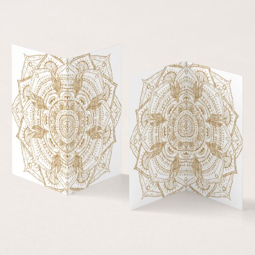 Elegant White  Gold Mandala Hand Drawn Design Business Card