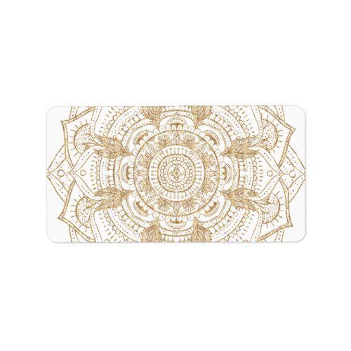 Elegant White  Gold Mandala Hand Drawn Design Label