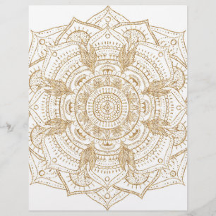 Elegant White & Gold Mandala Hand Drawn Design Letterhead