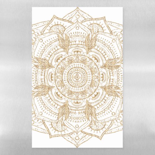 Elegant White  Gold Mandala Hand Drawn Design Magnetic Dry Erase Sheet