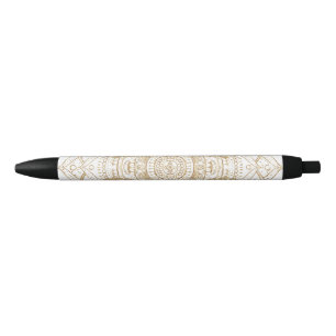Elegant White & Gold Mandala Hand Drawn Design Pen